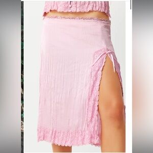 Pink Lace Trim Skirt